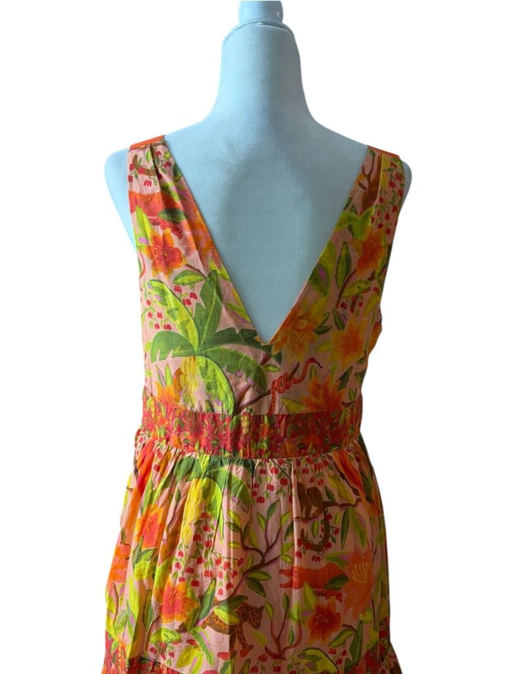 Anthropologie Farm Rio Tropical Tiered Maxi Dress SZ M Beachwear Vacation - Picture 4 of 13